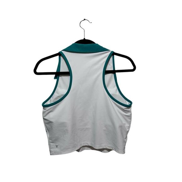 Old Navy Active PowerSoft White Sleeveless Cropped Built-In Bra Polo Top Size L - Picture 6 of 7